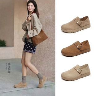 复古勃肯鞋2026春秋季新款一脚蹬懒人鞋厚底圆头舒适休闲女鞋
