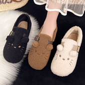 居家包跟防滑棉拖加厚懒人鞋 保暖可爱豆豆鞋 勃肯鞋 外穿保暖毛毛鞋