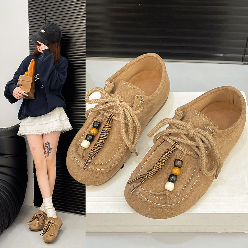 复古丑萌勃肯鞋女秋2026新款厚底内增高豆豆鞋休闲软底袋鼠乐福鞋,女鞋,乐福鞋（豆豆鞋）,淘宝优惠券,粉丝福利购,淘宝优惠卷