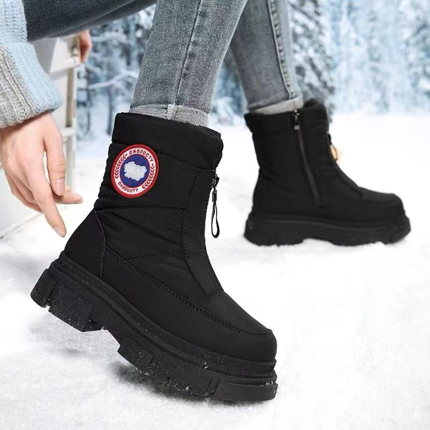 加绒加厚雪地靴女防水保暖