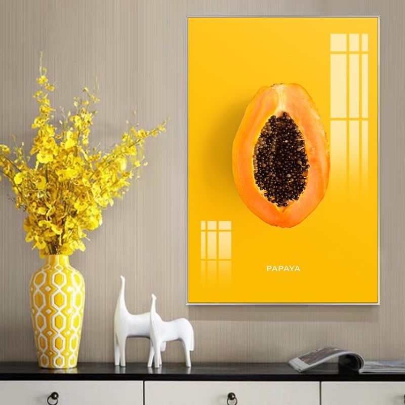 简约小清新餐厅背景墙装饰画个性艺术水果壁画饭厅厨房高级感壁画图片