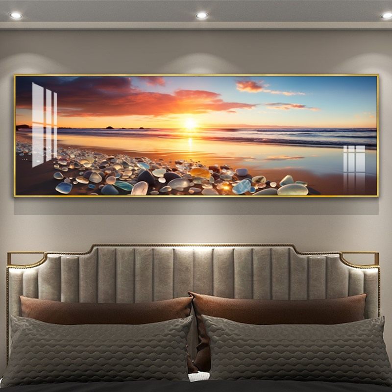 梦幻海畔图案卧室床头背景墙挂画