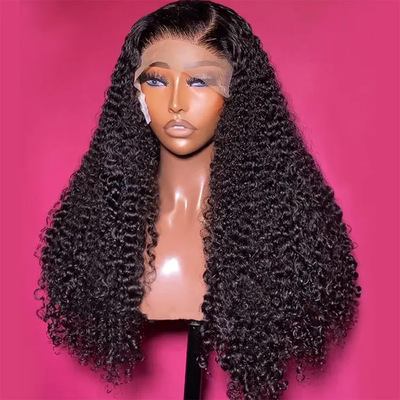 100% Human Hair Raw Hair Burmese Curly Wig  Lace Frontal Wig
