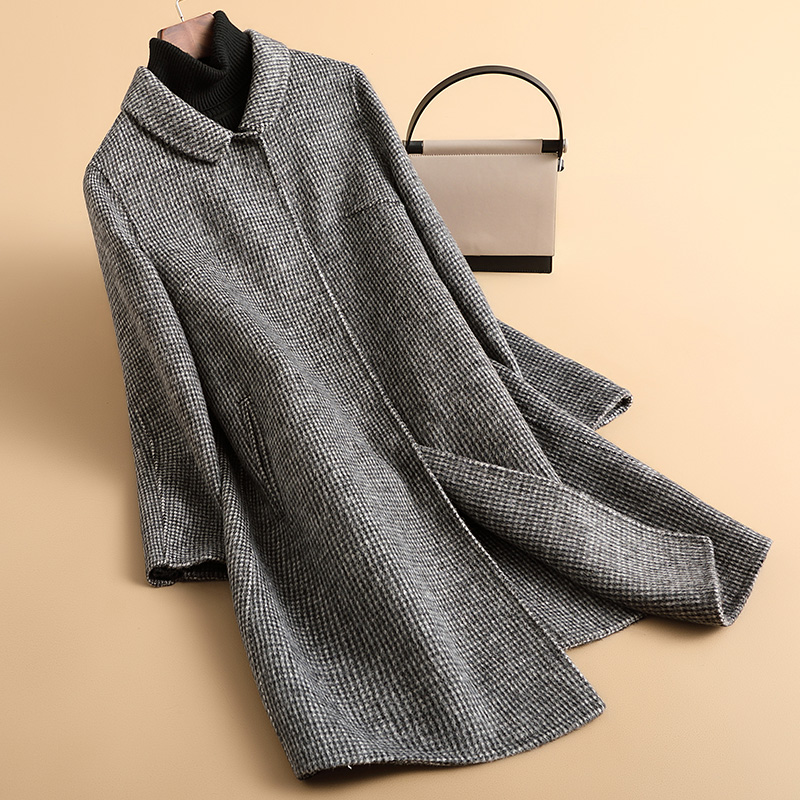 2024秋冬新款贵妇人妈妈装双面羊毛大衣女中长款大码毛呢呢子外套