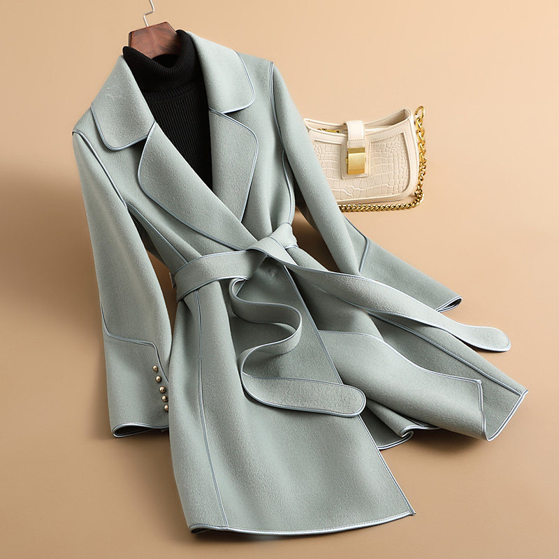 2024秋季新款高端中长款双面羊毛大衣小个子收腰呢子包边毛呢外套,女装/女士精品,毛呢外套,淘宝优惠券,粉丝福利购,淘宝优惠卷
