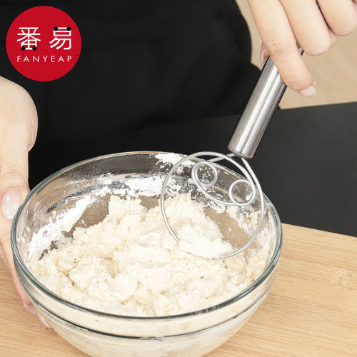 和面器A1pn008-手工和面双眼线圈搅拌器手动面团烘焙手和面工具