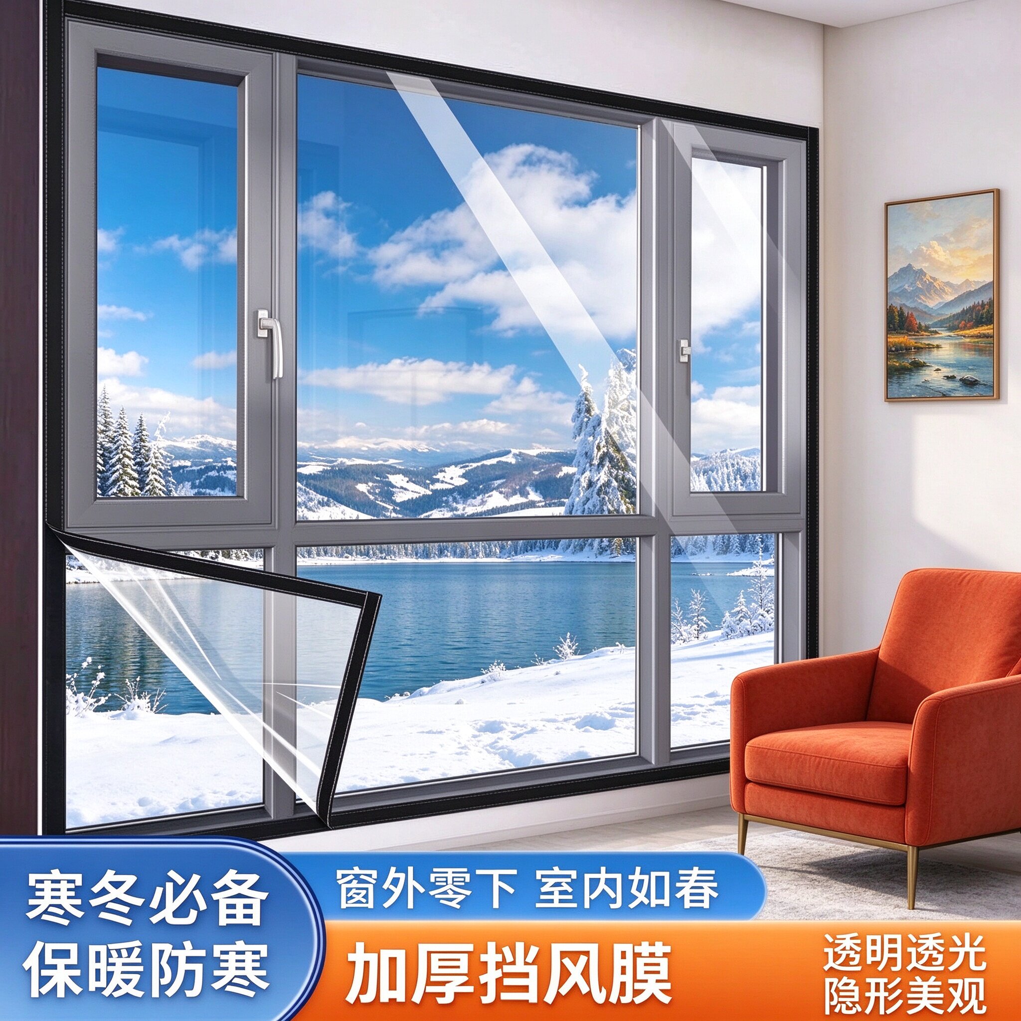 家用门窗防风保暖膜自粘魔术贴冬季窗户加厚防寒窗帘密封挡风防尘
