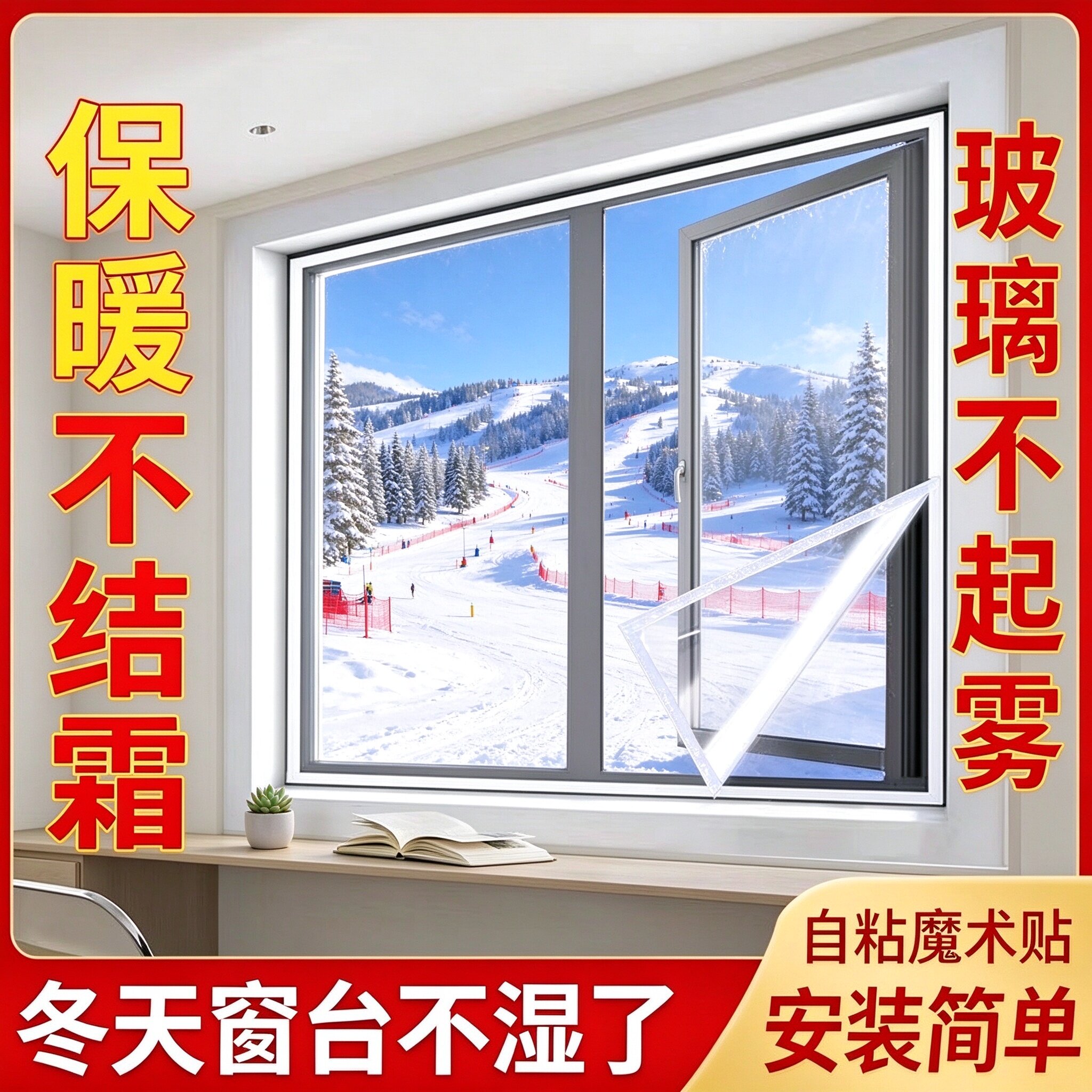 窗户结露防雾膜冬季自粘魔术贴加厚保温膜窗台防潮防水挡风密封