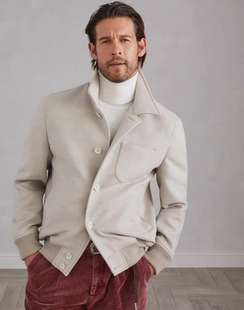 意式 25秋冬绵羊毛翻领商务简约无logo休闲夹克外套 老钱风轻奢男装