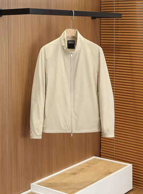 意式ZZ轻奢老钱风2026春夏新款立领透气网眼商务无logo夹克外套男