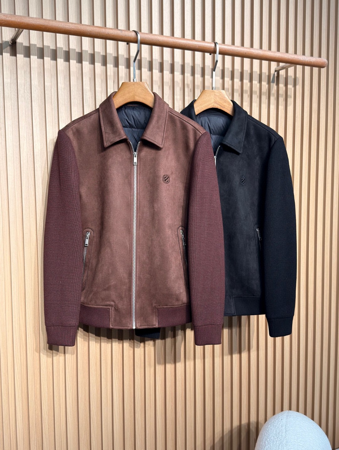 意式ZZ男装秋冬新款时尚字母刺绣商务翻领外套男士休闲夹克羽绒服