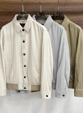 LP版意式老钱风男装春夏亚麻舒适透气休闲百搭轻奢立领夹克外套