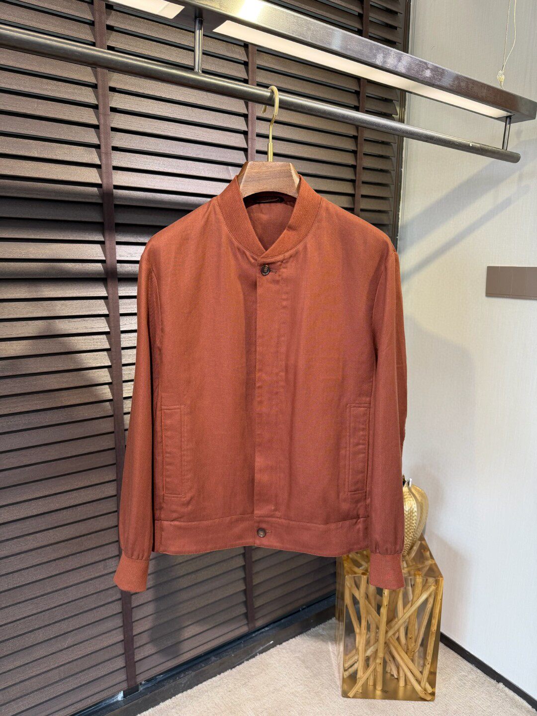 ZZ老钱风棒球领亚麻混纺外套春款轻奢男装商务简约无logo休闲夹克