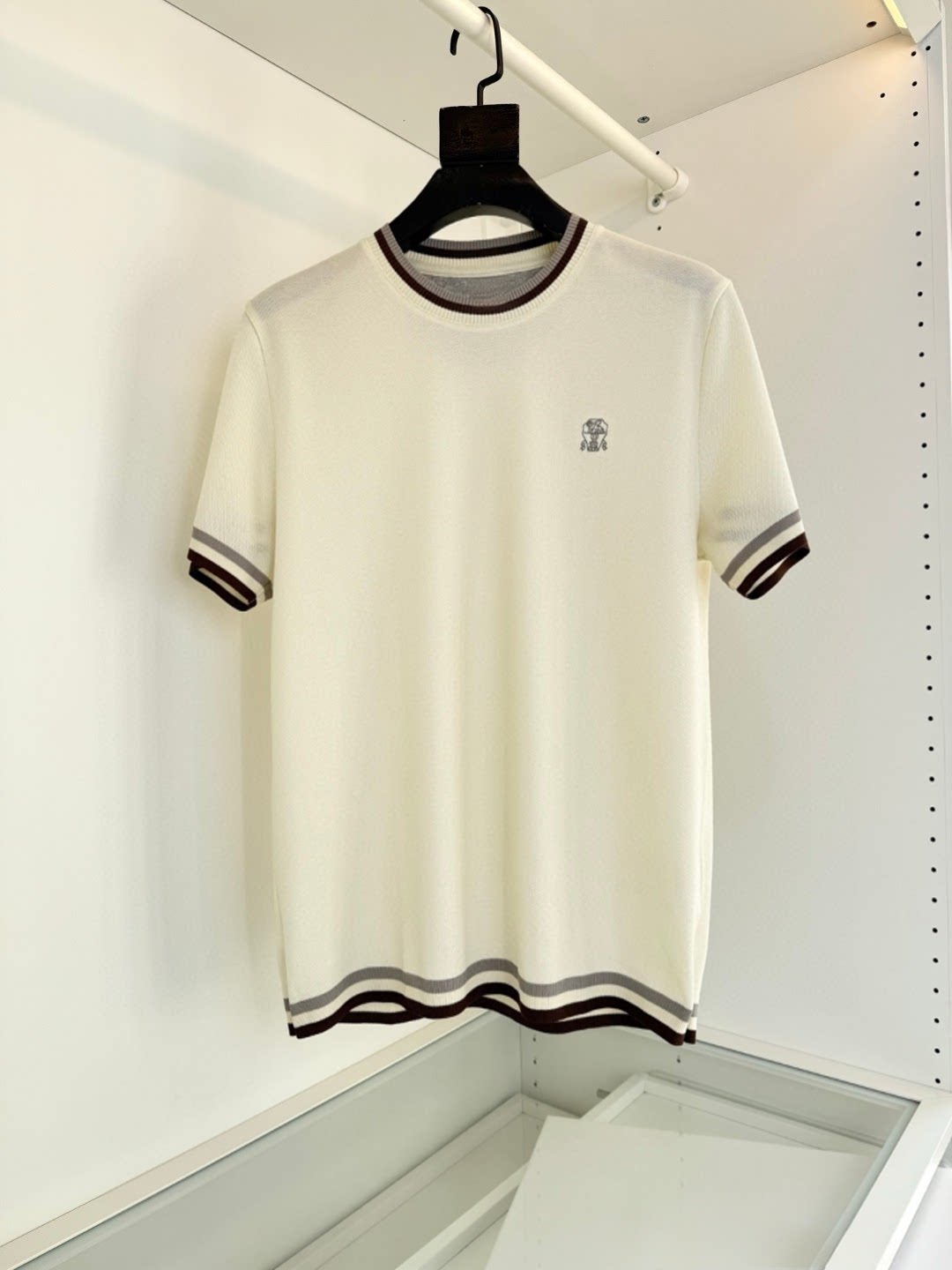 意式老钱风男装26春夏轻奢高级感罗纹撞色边针织圆领弹力短袖T恤