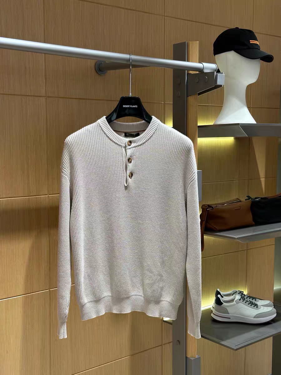 意式老钱风男装秋冬新款意式三粒扣精梳棉保暖时尚休闲针织毛衣