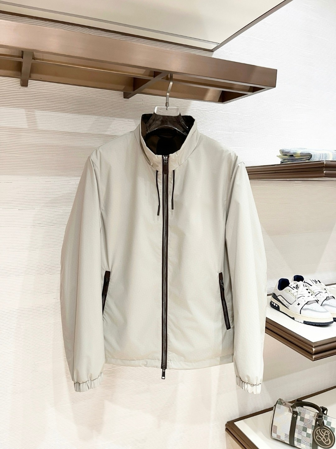 意式ZZ男装秋冬新款时尚字母刺绣轻薄立领夹克90白鸭绒羽绒服外套