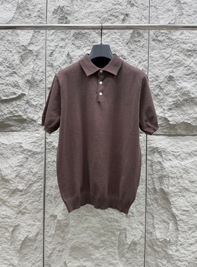 意式老钱风男装春夏新款翻领羊毛针织商务休闲简约男士短袖POLO衫