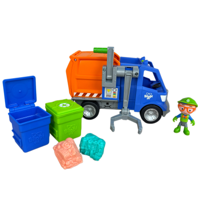 Blippi Recycling Truck儿童环卫车玩具声光机械臂垃圾车人偶套装