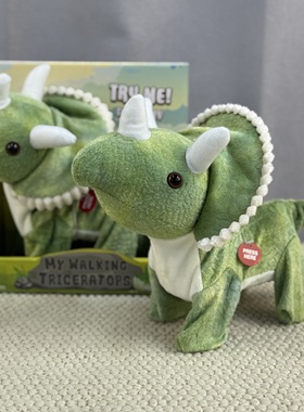 外单Morrisons儿童恐龙玩具电动行走侏罗纪恐龙三角龙玩具礼物