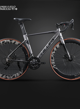 菲利普公路车自行车成人铝合金手变一体竞速男女学生单车