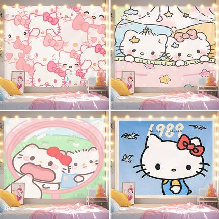 卡通HelloKitty三丽欧可爱背景布ins房间装饰挂毯宿舍出租房挂布