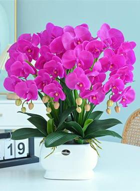 手感pu蝴蝶兰彷真花艺高端摆花客厅摆设花装饰假花摆件盆栽电视柜