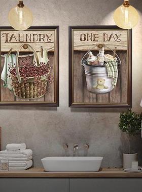 美式厕所防水装饰画民俗洗手间壁画酒店卫生间墙画免钉画洗衣房画