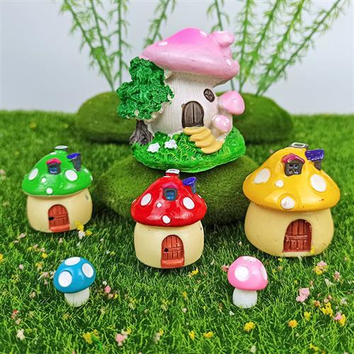 蘑菇房子城堡仿真小蘑菇微景观小摆件鱼缸造景装饰品多肉盆景材料