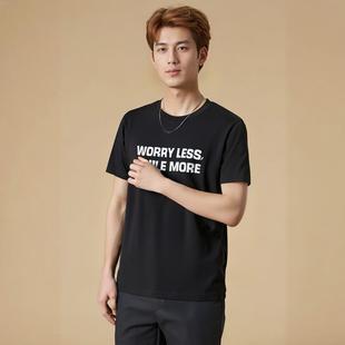 潮牌黑色正肩短袖男款夏季重磅棉t恤美式痞帅高级感内搭五分袖T恤