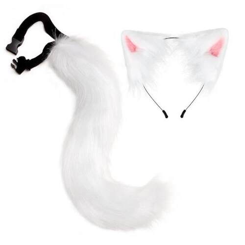 Halloween costume fox fur tail cat ear headband 狐狸尾巴耳朵