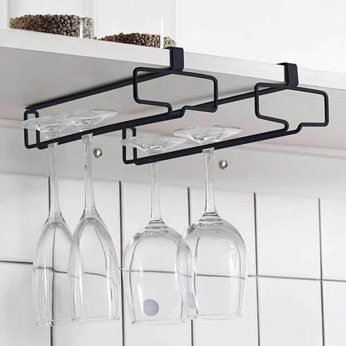 No Drilling Metal Wine Glass Holder - Stemware Rack for Unde