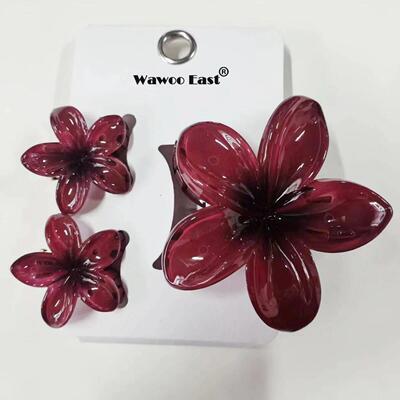 3PCS/SET Summer Flower Hair Claw for Women 8CM*1+4CM*3 Cute