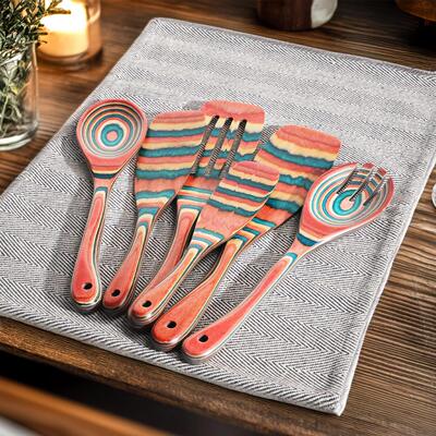 6PCS Wooden Spoons for Cooking, Pakkawood Kitchen Cooking Ut