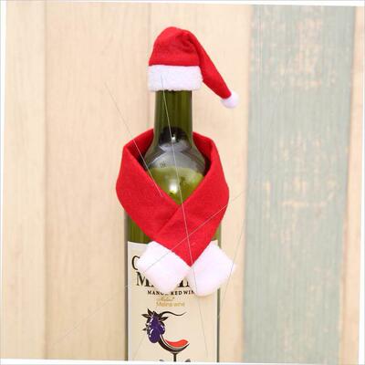 Christmas creative scarf hat wine bottle decoration