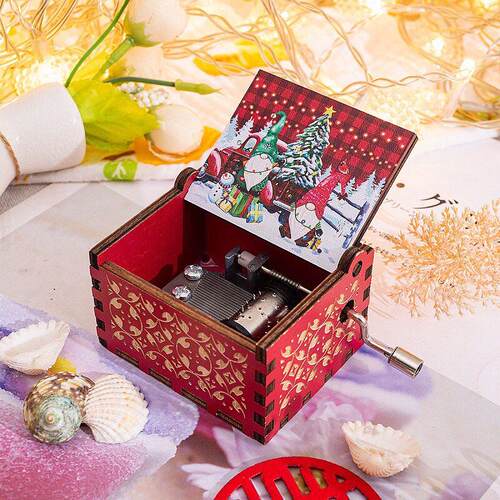 Wooden music box Merry Christmas gift八音盒圣诞快乐礼物