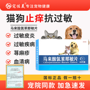 犬猫咪狗狗用止痒药马来酸氯苯那敏片皮肤病口服药过敏性皮炎兽用