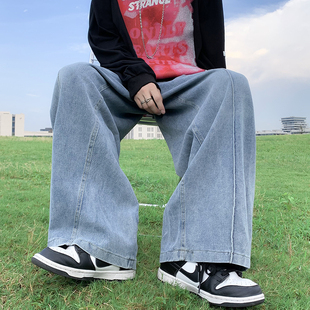 男女直筒宽松显瘦拖地阔腿微喇叭长裤 中腰牛仔裤 2023年新款 春夏装