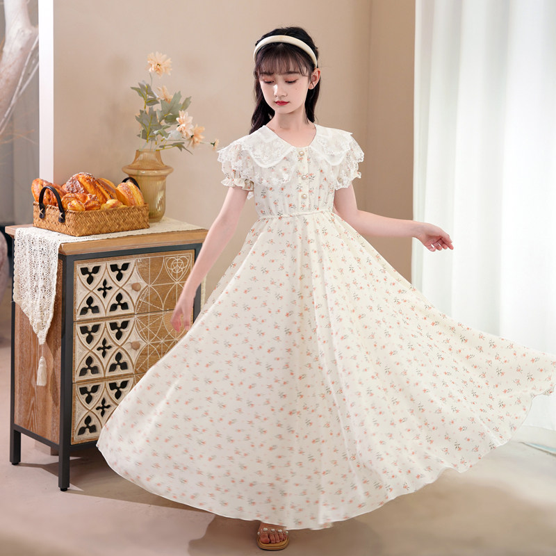 女童连衣裙夏季洋气雪纺过膝长裙女大童夏装2023新款女孩公主裙子,童装/婴儿装/亲子装,连衣裙,淘宝优惠券,粉丝福利购,淘宝优惠卷