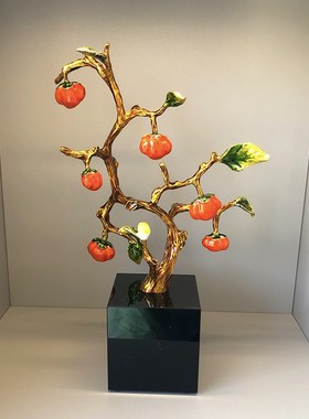 事事如意柿子摆件现代玄关客厅展示柜酒柜装饰轻奢乔迁新居礼品