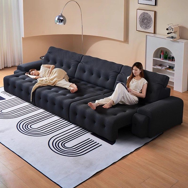 布艺罗奇堡沙发电动可调节高靠背意式可伸缩折叠黑色多功能沙发床,住宅家具,功能沙发,淘宝优惠券,粉丝福利购,淘宝优惠卷