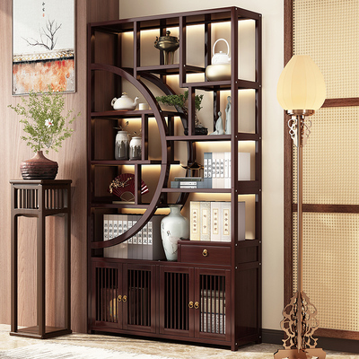 新中式博古架茶具茶叶置物架多宝阁紫砂壶古董展示架小摆件陈列架