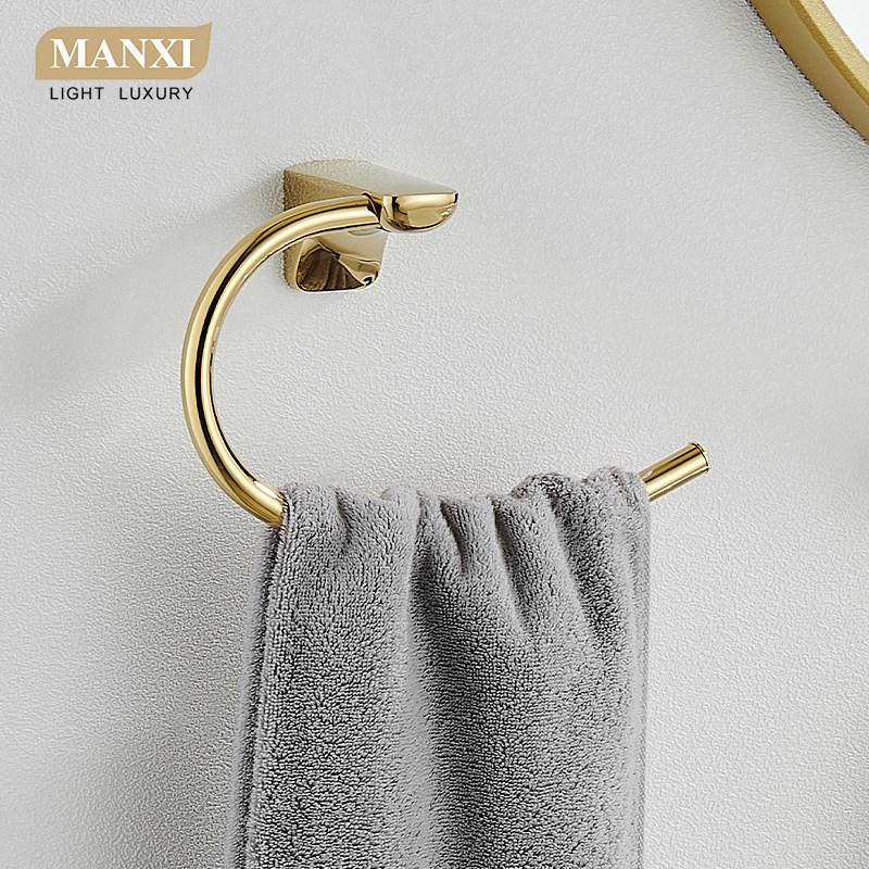 毛巾架免打孔毛巾环毛巾挂毛巾杆洗手间轻奢金浴室壁挂卫生间挂环