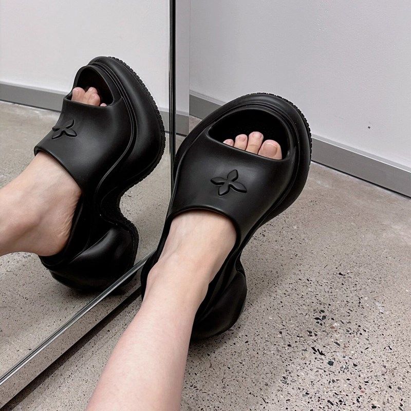 【轻便升级版】黑色十字花网红拖鞋女夏外穿2025增高厚底海边凉拖,女鞋,一字拖,淘宝优惠券,粉丝福利购,淘宝优惠卷