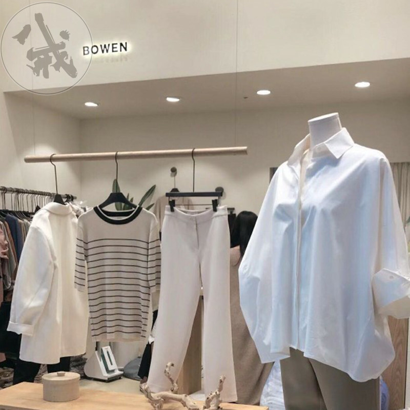 服装店吊挂展示架上墙式钢丝吊顶侧挂简约挂衣架实木女装木头吊杆