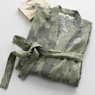 提花蝶舞睡袍女款春秋夏季纯棉纱布薄款宽松汗蒸浴袍家居服高级感