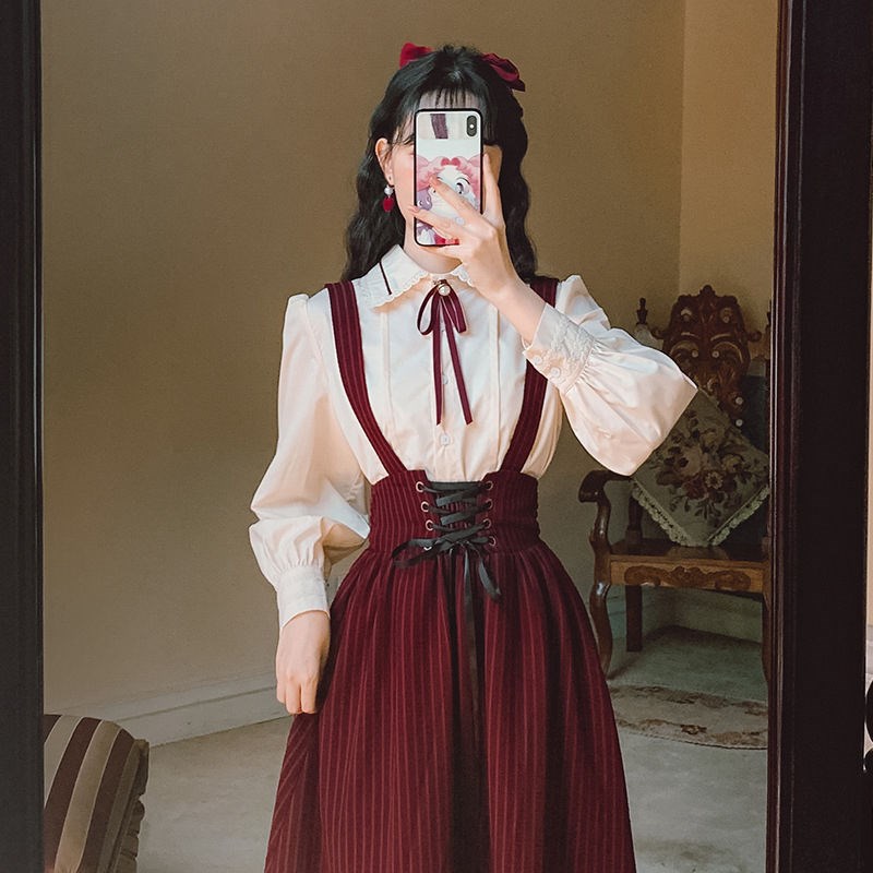 18岁成人礼女孩生日礼服16初高中生大学生背带裙少女红色连衣裙子