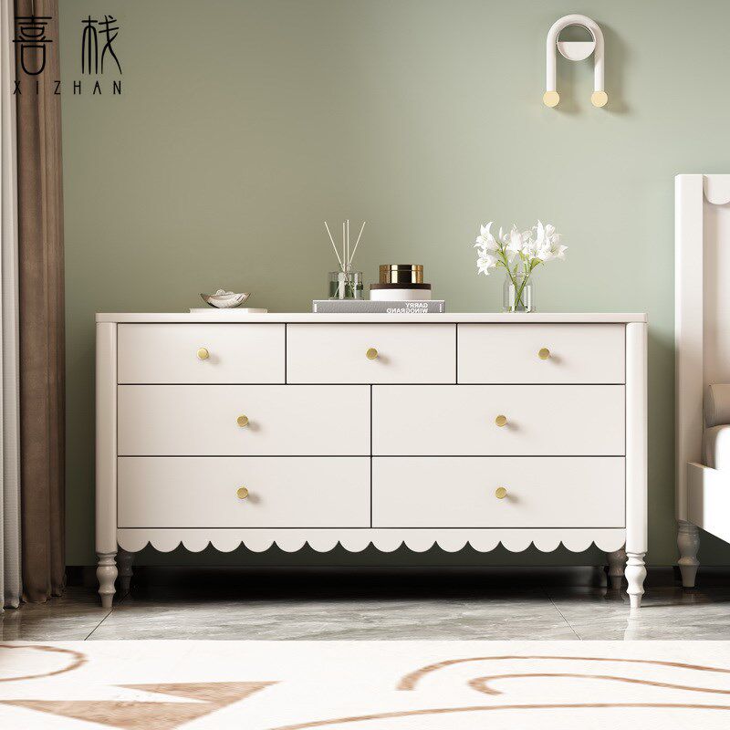 主卧室斗柜美式轻奢实木七五斗柜客厅白色储物收纳柜床尾靠墙柜子