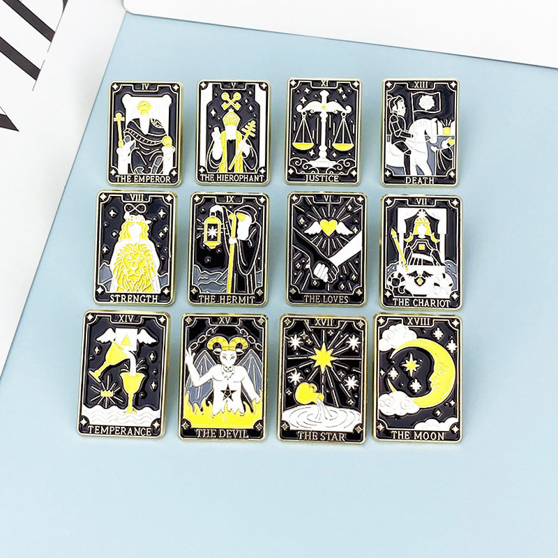 跨境新款十二星座创意徽章国天秤月亮狮子几何造型烤漆合金胸针
