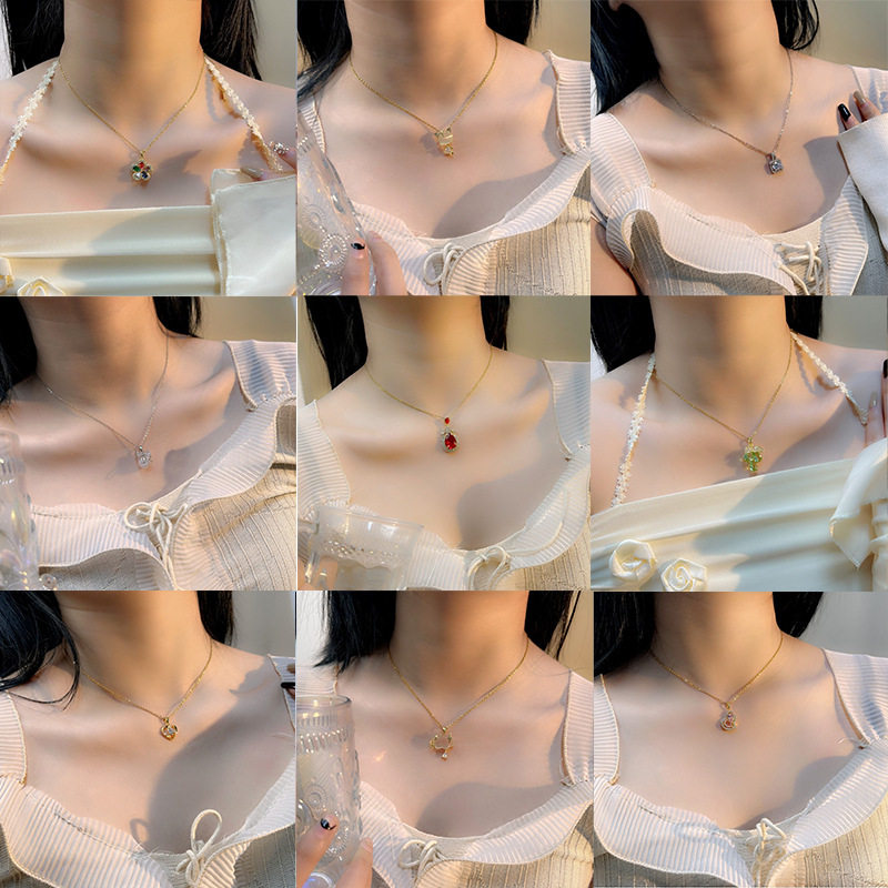 甜美森系项链女不掉色小众设计感时尚吊坠百搭气质钛钢锁骨链饰品