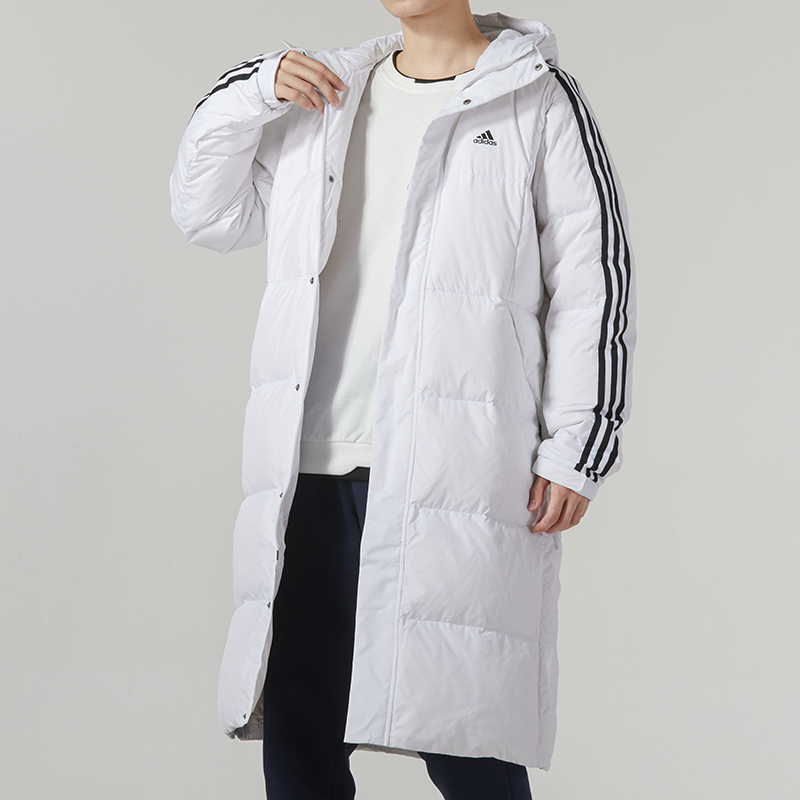 官方正品阿迪达斯长款羽绒服男装冬季新款运动服保暖棉羽连帽外套